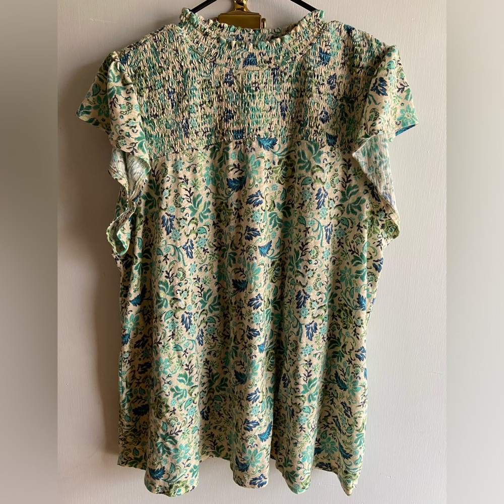 Torrid Green and Blue Smocked Top